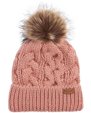 Barbour Penshaw Cable-Knit Beanie - Pink
