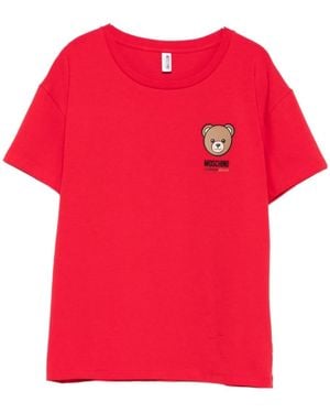 Moschino Teddy Bear-Print Short-Sleeves Top - Red