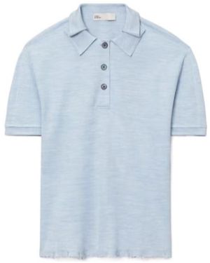 Tory Burch Oversized Silk Polo - Blue