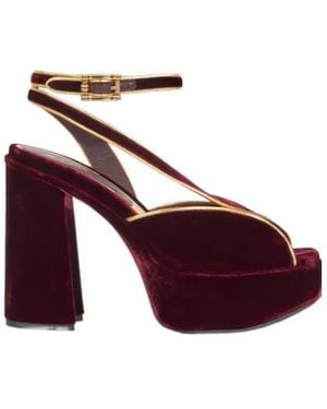 Etro Velvet Platform Sandals With Metallic Trim - Purple
