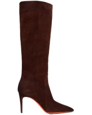 Santoni High-Heeled Tall Boots - Brown