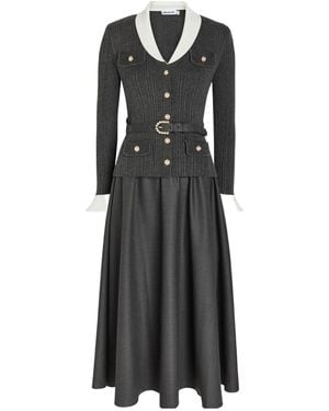 Self-Portrait Knitted Fabric Collision Dress - Black