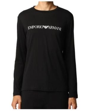 Emporio Armani Logo Printed Crewneck T-Shirt - Black