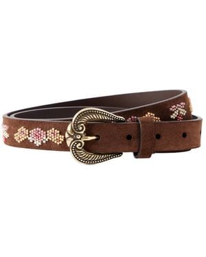 Etro Beaded Suede Belt - Brown