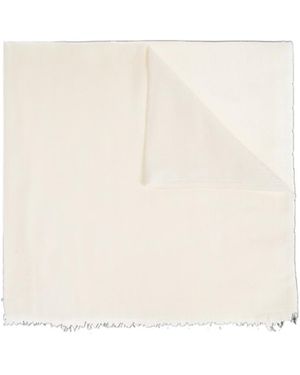 Ferragamo Ferragamo Monogram-Detailed Fringed Scarf - White