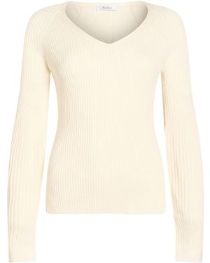 Max Mara Simple Solid-Color Knitted Sweater - Natural