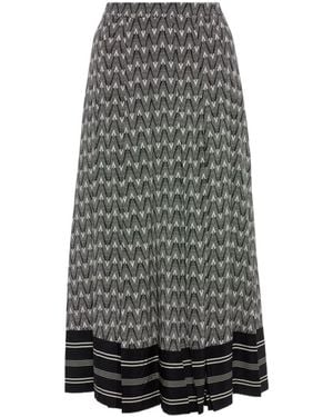 Veronica Beard Norris Logo Silk-Blend Midi Skirt - Grey