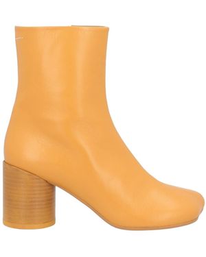 MM6 by Maison Margiela Square-Toe Leather Ankle Boots - Orange