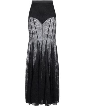 Elisabetta Franchi Sheer Lace Maxi Skirt - Black