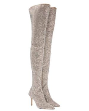 Paris Texas Embellished Over-The-Knee Boots - White