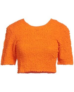 Ganni Minimalist Solidcolor Shortsleeve Top - Orange