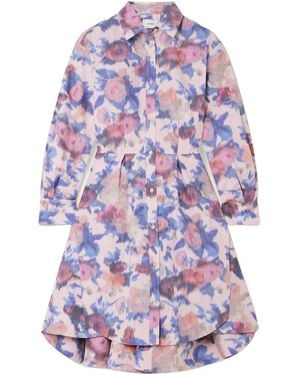 Erdem Asymmetrical Print Mini Shirt Dress - Purple