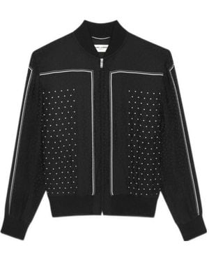 Saint Laurent Polka-Dot Pattern Bomber Jacket - Black