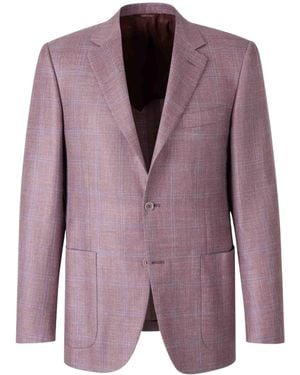 Canali Check-Pattern Blazer - Purple