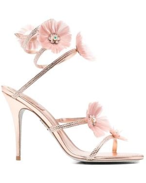 Rene Caovilla René Caovilla Floral Embellished Heeled Sandals - Pink