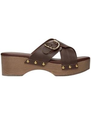 Ancient Greek Sandals Marilisa Stud-Detail Clogs - Brown