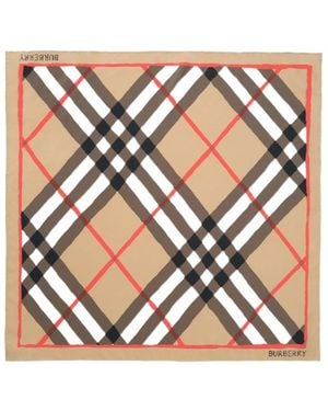 Burberry Watercolor Check Silk Scarf - White