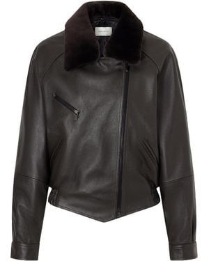 Magda Butrym Cropped Leather Jacket - Black