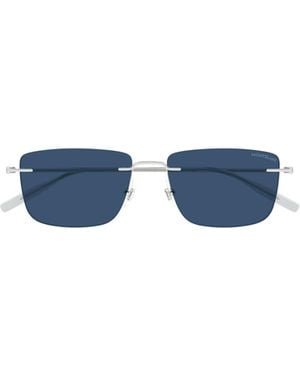 Montblanc Eyewear Rectangle Rimless Sunglasses - Blue
