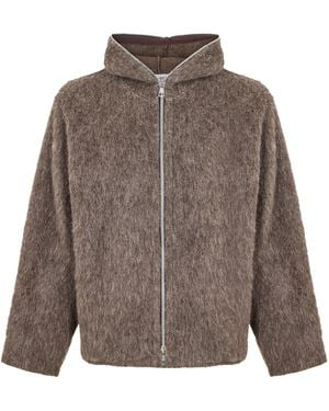 Our Legacy Fully Zip-Up Knit Hoodie - Brown