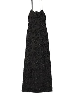 Rodarte Embellished Silk-Trimmed Voile Gown - Black