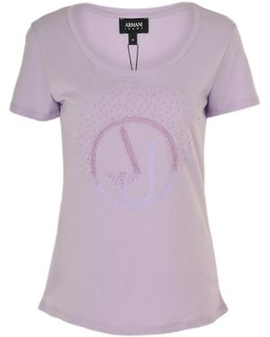 Armani Jeans Logo Short-Sleeved T-Shirt - Purple