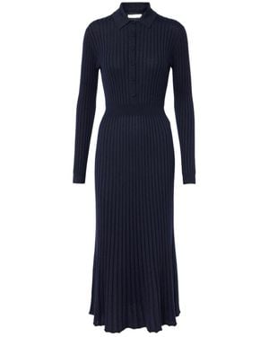 Gabriela Hearst Ardor Ribbed-Knit Cashmere And Silk Polo Dress - Blue