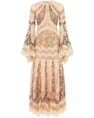 Zimmermann Lace Panel Midi Dress - Natural
