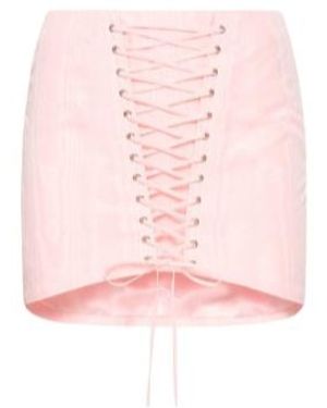 Alessandra Rich Front Lace-Up Skirt - Pink