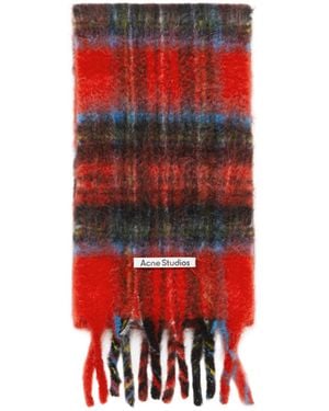 Acne Studios Plaid Fringed Scarf - Red