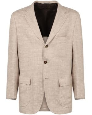 Kiton Single-Breasted Tailored Blazer - Natural