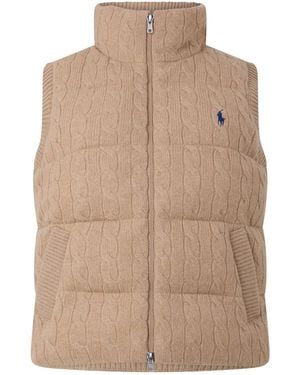 Polo Ralph Lauren Cableknit Standcollar Gilet - Natural