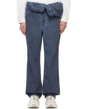 JUNTAE KIM Asymmetric Flower Casual Trousers - Blue