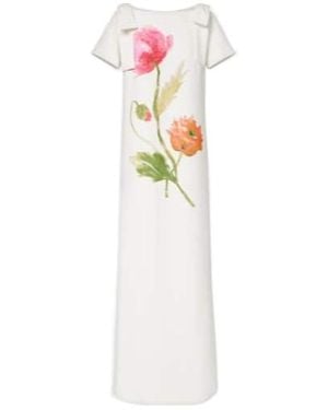 Carolina Herrera Bow-Detail Floral Gown - White