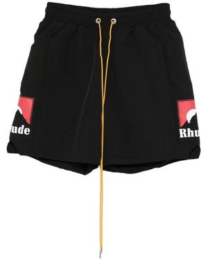 Rhude Drawstring Straight-Hem Shorts - Black