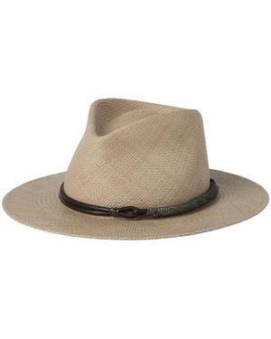 Brunello Cucinelli Leather-Band Straw Fedora - White