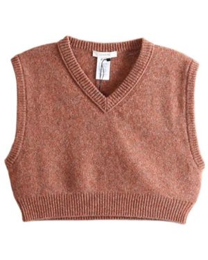 Lemaire V-Neck Cropped Sweater Vest - Brown