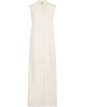 LeKasha Namsa Sleeveless Maxi Shirt Dress - White