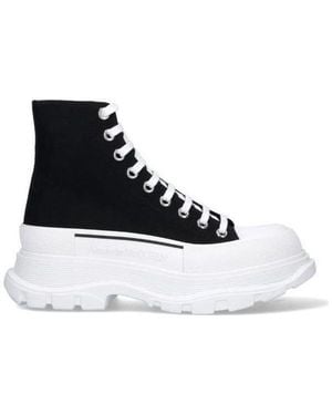 McQueen Tread Slick Lace-Up Boots - Black