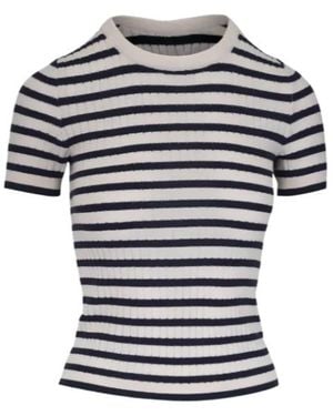 Nili Lotan Striped Short-Sleeves Top - White