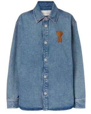 Ami Paris Logo Denim Shirt - Blue