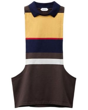 Versace Striped Cotton-Jersey Tank Top - Blue