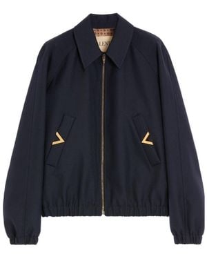 Valentino Logo Plaque Zip-Up Bomber Jacket - Blue