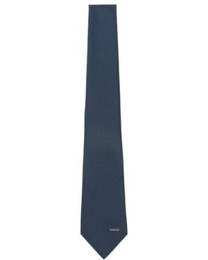 Gucci Horsebit Jacquard Tie - Blue