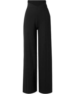 Carolina Herrera Wool Blend Wide-Leg Casual Trousers - Black