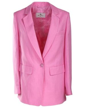 Etro Single Breasted Long-Sleeved Blazer - Pink