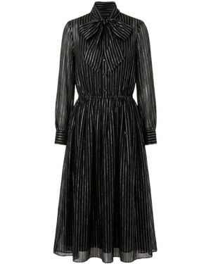 Gucci Pinstripe Silk Organza Chemisier Dress - Black