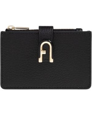 Furla Idea Logo Plaque Card Case - Black