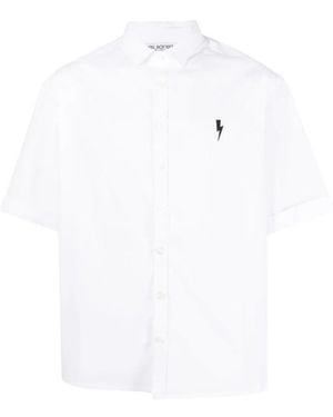 Neil Barrett Embroidered-Logo Cotton Shirt - White