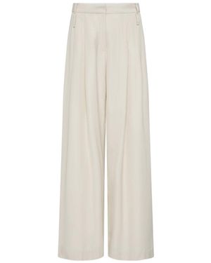 St. Agni Double Loop Pleated Crepe Wide-Leg Trousers - White